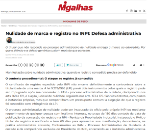 Manifestação Sobre Nulidade de Registro de Marca no INPI. Petição de Contrarrazões à Nulidade de Marca.