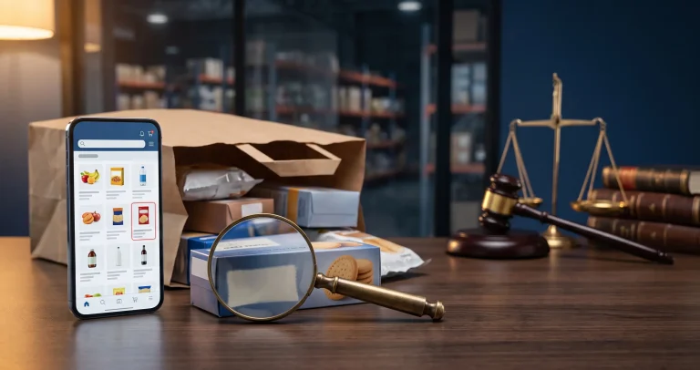 Contrafação de marca no quick-commerce: lupa revela rótulo falsificado em produto vendido por app de supermercado